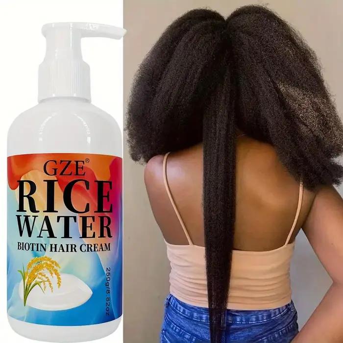 GZE riz eau biotine crème capillaire cheveux forts hydratant en profondeur pour tous les Types