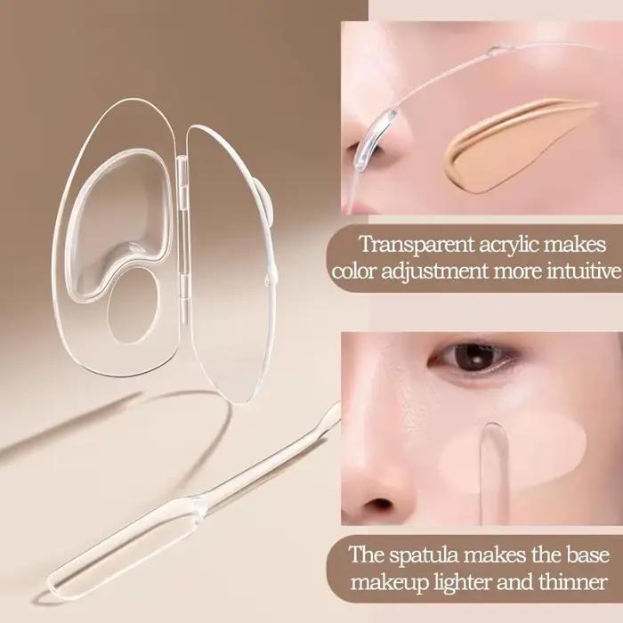Kit de Palette de mélange de maquillage, plateau de mélange de maquillage en acrylique avec spatule, fond de teint liquide pliable, plateau de mélange de couleurs, outil cosmétique 2 pièces