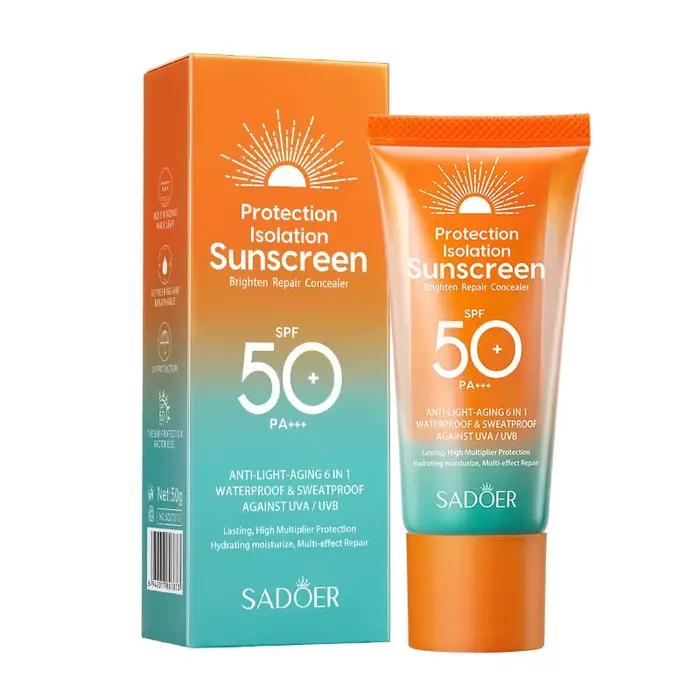 Crème solaire SPF 50+ pour le visage, protection solaire, soin de la peau, double tube, multi-effets