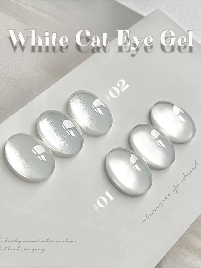 1-12 pièces PSK Gel de vernis à ongles effet œil de chat, perles de verre transparentes effet glace,