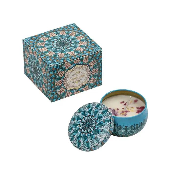 Pot de bougie parfumé sans fumée, longue durée, bougies de soja, pierre de cristal, fleurs séchées,