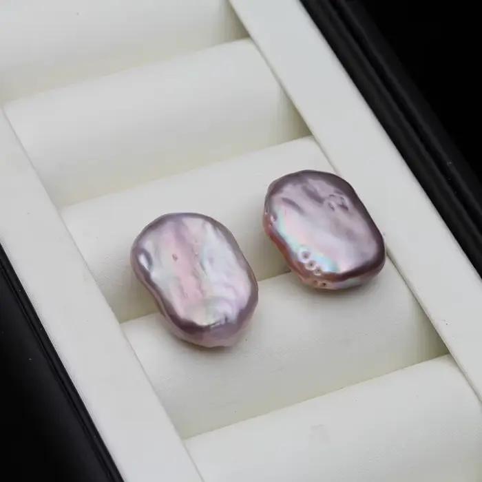 Boucles d'oreilles d'eau douce pour femmes, boucles d'oreilles en perles baroques, cadeau de mariage, boucles d'oreilles en argent 925 fines