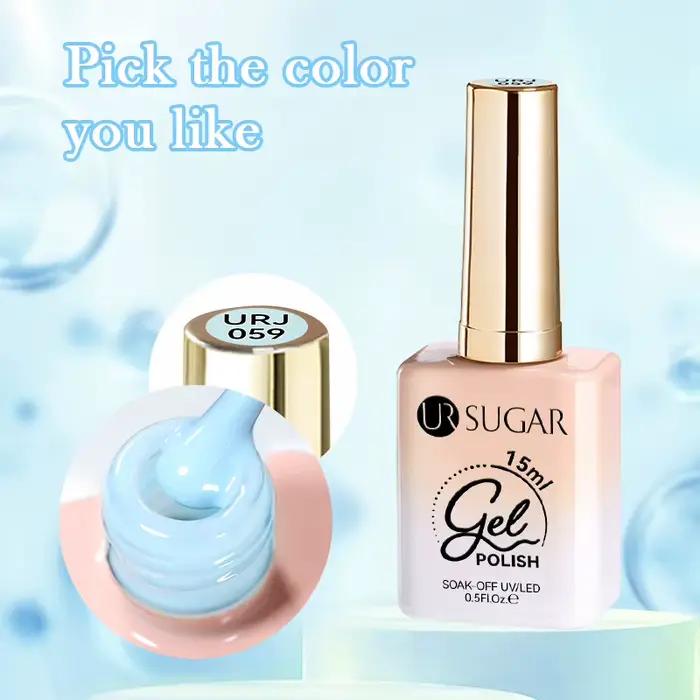 UR SUGAR 15ml verre bleu glace menthe gelée Gel vernis à ongles printemps été Semi Transparent Nail Art tremper LED UV Gel bricolage manucure