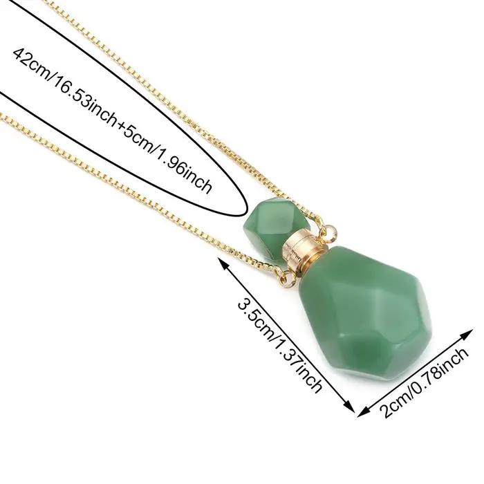 Collier avec Pendentif en Forme de Bouteille de sexuellement, Bijou Diffuseur d'Huile Essentielle en Clip, Rose Naturel, Quartz, Œil de Tigre, Cadeau