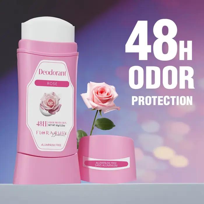 Parfum solide rafraîchissant et durable pour femme, fleurs blanches et arôme de rose, pour toute la journée, protection contre la transpiration et les odeurs sous les bras, 2.22OZ