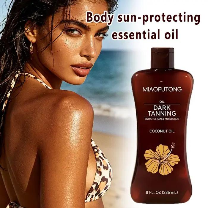 Huile Accélératrice de Bronzage à la Noix de Coco 236ml, Lotion Bronzante Hydratante pour le Corps, Accélérateur de Bronzage Léger pour la Plage et l'Extérieur