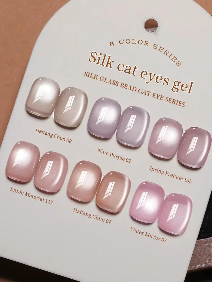 1/6 pièces Nail Art Super brillant rose Satin oeil de chat Gel pour ongles magnétique
