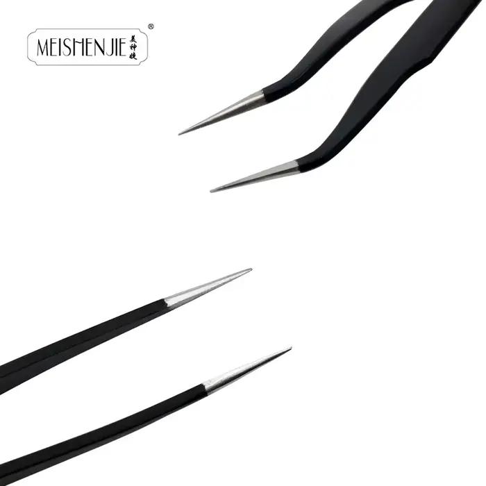 MEISHENJIE-Pince à épiler en acier inoxydable pour faux cils, outil de maquillage pour extensions d'