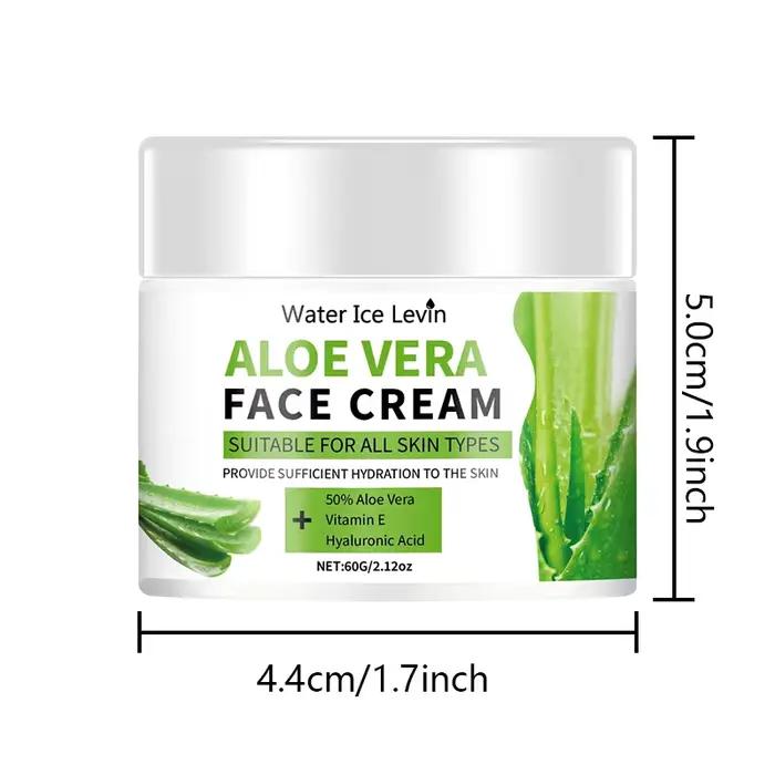 Crème pour le visage à l'aloe vera, hydratant hypoallergénique pour hommes et femmes, contient de l'acide hyaluronique et du collagène, convient à tous les types de peau, apaisante et hydratante, non