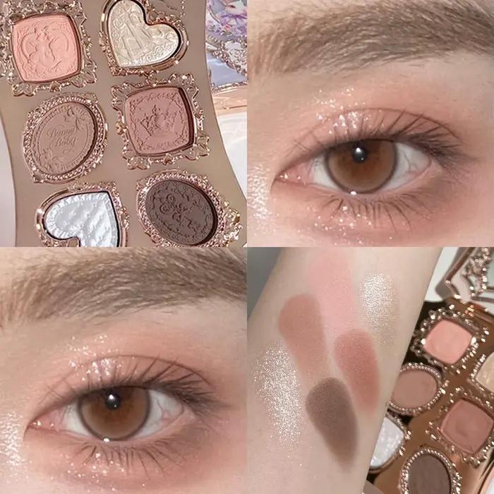 Palette de fards à paupières Flower Knows Bunny Garden Matte Pearlescent Powder Fine 6 couleurs, con