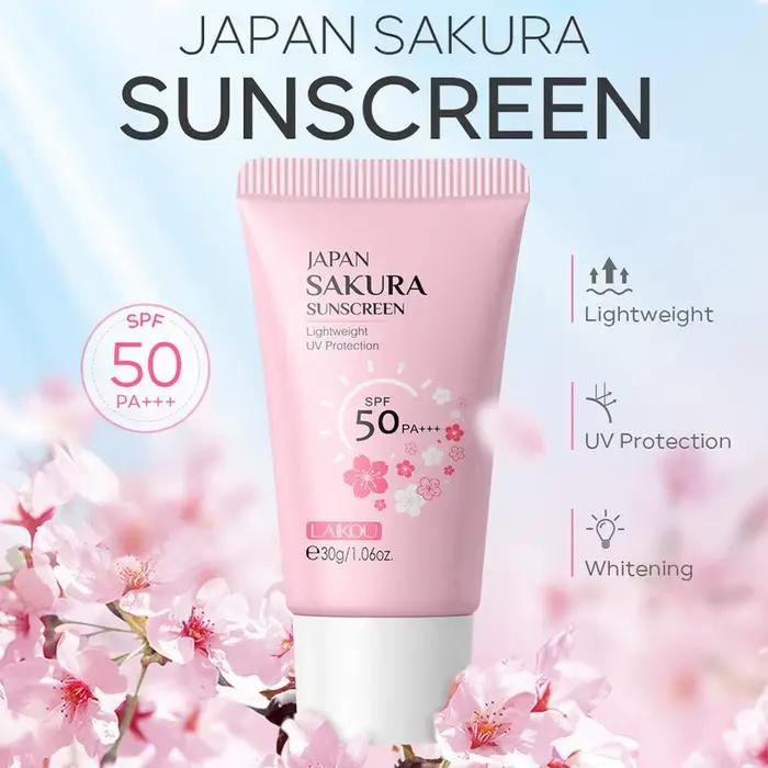 Crème solaire LAIKOU Sakura - Protection UV longue durée SPF50+ Rafraîchissante et hydratante pour le visage/le corps