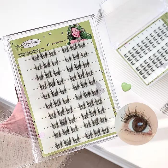Gegebear grande capacité sans colle faux cils tournesol naturel épais C Curling cils segmentés adapt