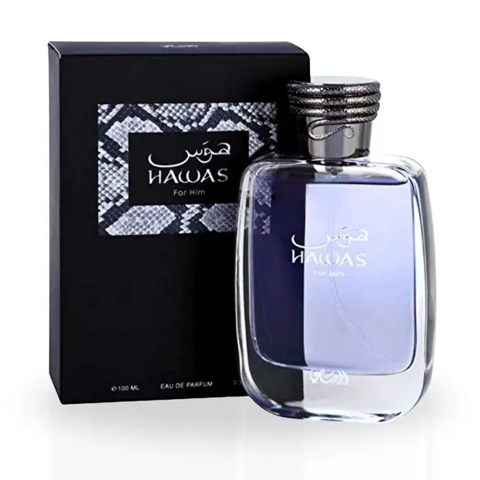 Parfum Hawas pour homme 100 ml, original Rasasi, eau de parfum, parfum longue durée, vaporisateur, s