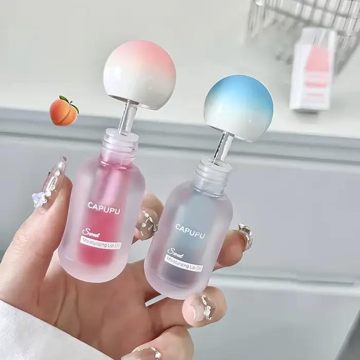 Brillant à lèvres léger à l'eau de pêche, verre Transparent hydratant, gelée de cristal de fruits, huile repulpante, soin des lèvres clair, maquillage, estompe les lèvres