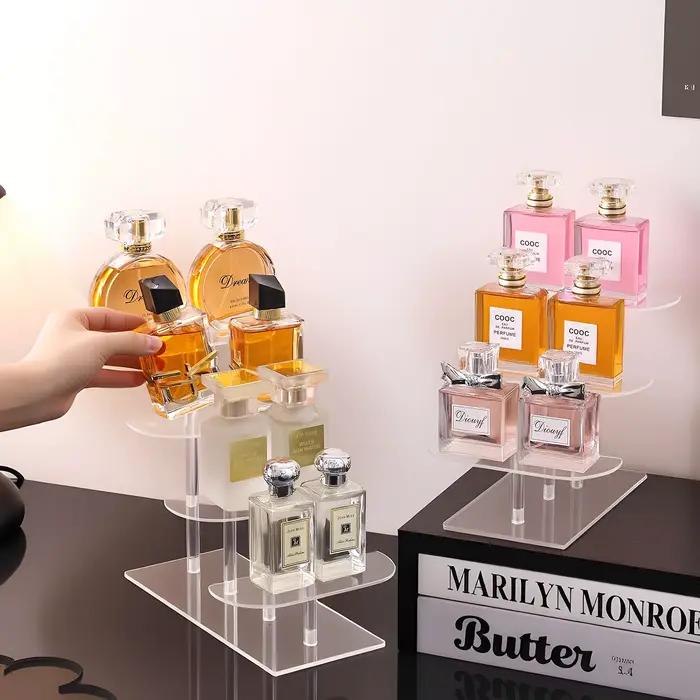 1 pièce Étagère de présentation de bureau à 2-4 niveaux, en acrylique transparent, à niveaux, idéale pour organiser les parfums et les figurines