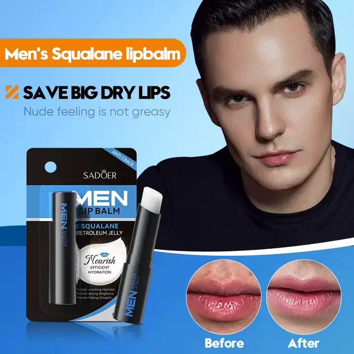 Baume à lèvres hydratant anti-sécheresse anti-fissuration éliminant la peau morte atténuant les lignes fines pour hommes soins de la peau
