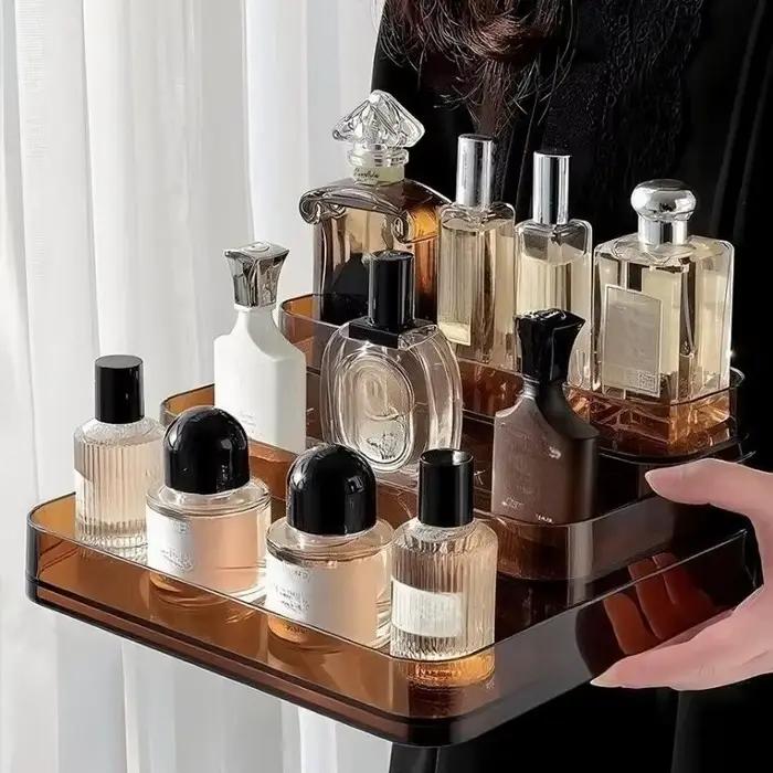 Étagère à parfum de bureau à 3 niveaux, organisateur de cosmétiques en PET, support de stockage de p