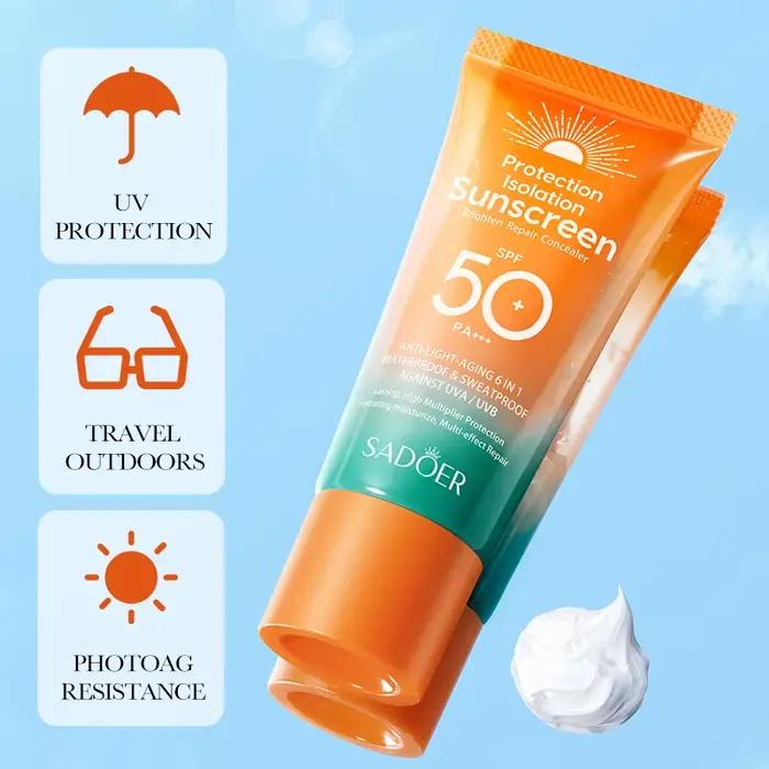 Crème solaire SPF 50+ protection UV PA+++ pour visage soin de la peau protection solaire double tube multi-effets occasions ensoleillées