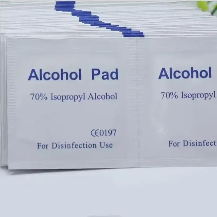 Tampons de préparation d'alcool portables, 100 pièces, tampons désinfectants, lingettes nettoyantes, teneur en alcool à 70%, adaptés au nettoyage de téléphones portables