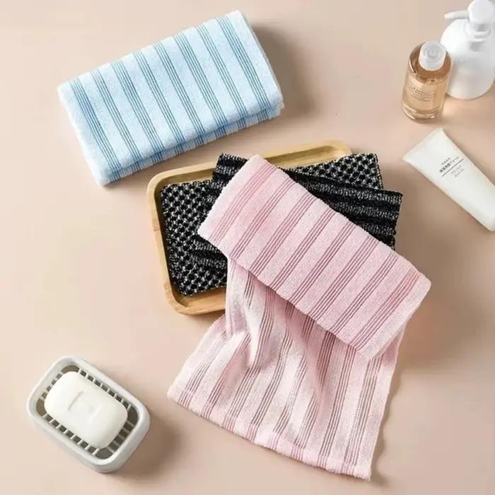 Serviette de Bain Exfoliante Japonaise Double Fonction, Nettoyant Dorsal Moussant Antibactérien, Exfoliant Peaux Mortes, Chiffon de Gommage Réparateur Corporel