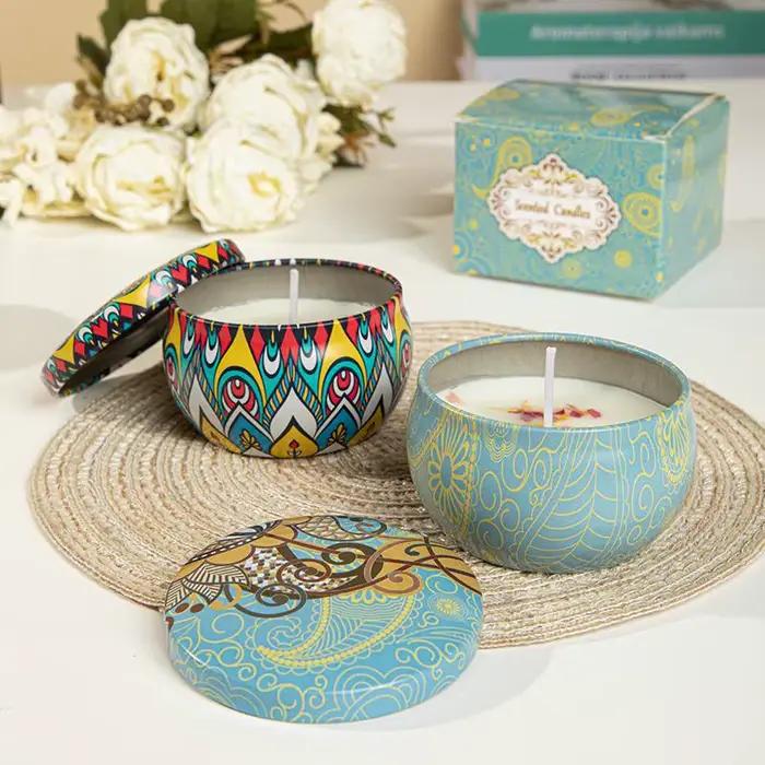 Bougie parfumée sans fumée en cire de soja avec fleurs séchées et pierre de cristal pour ambiance romantique et décoration de maison romantique pour couples occasions spéciales