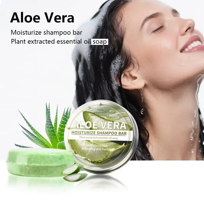 Shampooing Solide Hydratant à l'Aloe Vera, Savon Nettoyant en Profondeur aux Extraits de Plantes et