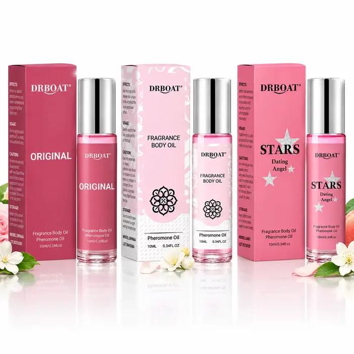 Huile de parfum aux phéromones en format roll-on pour femmes, parfums romantiques aux notes florales et fruitées, sans alcool, longue tenue et facile à transporter, 10 ml.
