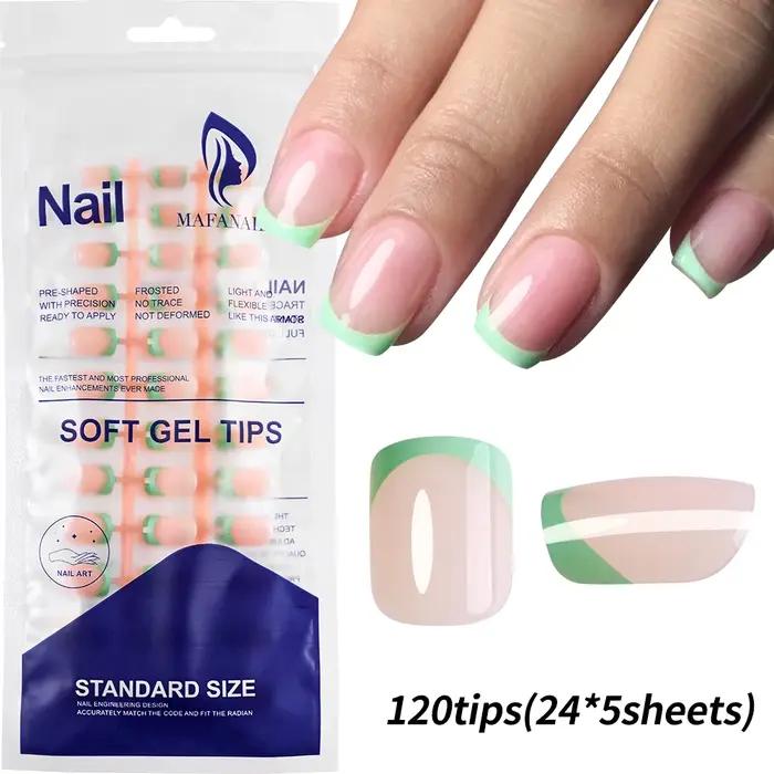 Faux ongles acryliques MAFANAILS style maritime coloré complet pour les mains élégantes occasions spéciales