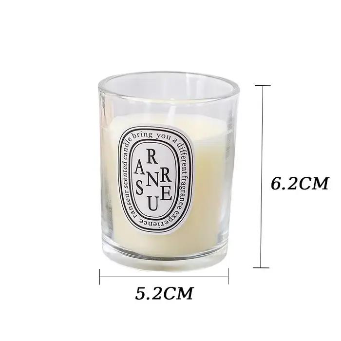Bougie parfumée transparente romantique pour décoration de bureau et cadeau d'occasion spéciale prune vert armée gris clair