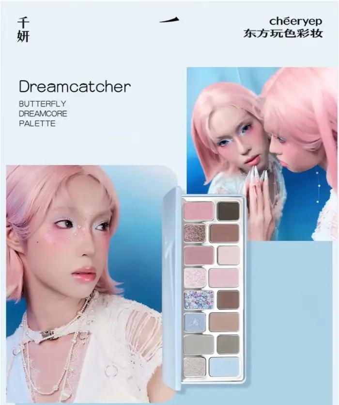 Qianyan Cheeryep Palette de fards à paupières Dreamcatcher 15g bleu mat Satin miroitant haute Impact