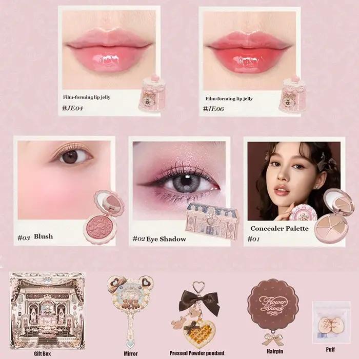 Flower Knows SWEETIE BEAR Boîte de maquillage coffret cadeau tout en un parfum miroitant ombre à paupières Palette Blush