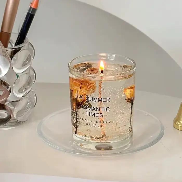 Bougie parfumée en cire de gelée de vrais fleurs
