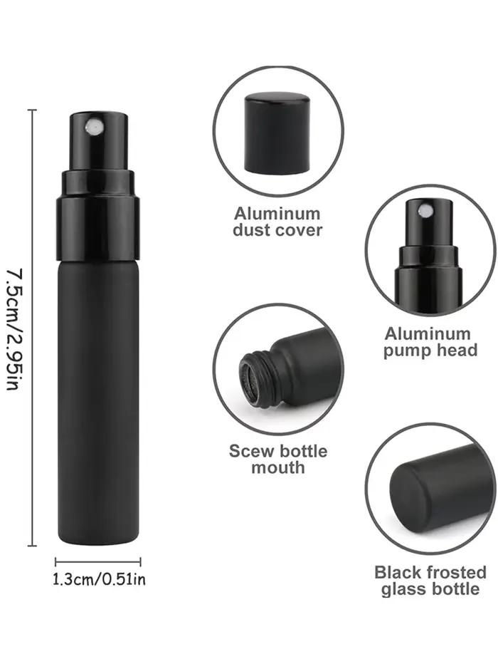32/56 pièces, flacon de parfum noir givré de 10/5 ml avec 6 outils, flacon pulvérisateur rechargeable portable, format voyage, flacon d'échantillon en verre,
