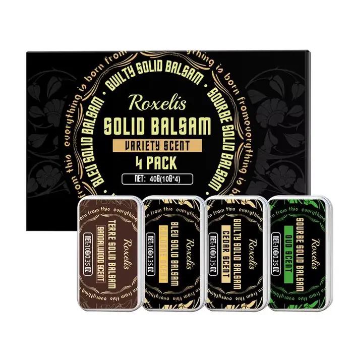 Lot de 4 parfums solides pour homme, parfum de phéromones, parfum naturel longue durée, senteur florale fruitée, déodorant solide de poche