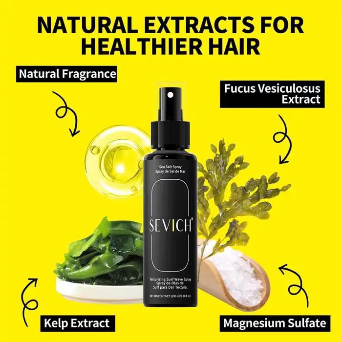 Spray de sel de mer naturel pour hommes brume capillaire volumateur boucles ondulées finition mate décontractée coiffure plage occasions spéciales