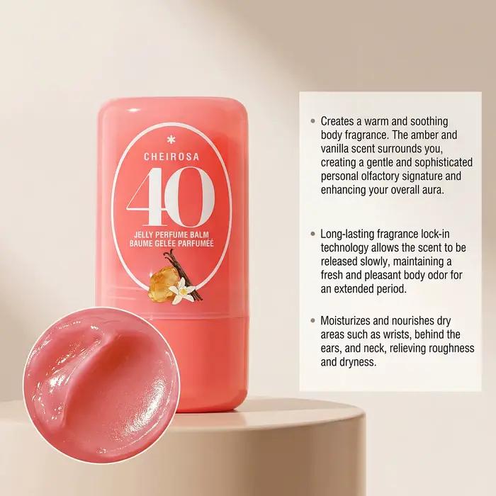 Baume Parfumé Solide Jelly 3 Senteurs 40 Ambre Vanille 62 Amande Caramel 68 Litchi Fruité Longue Durée Portable