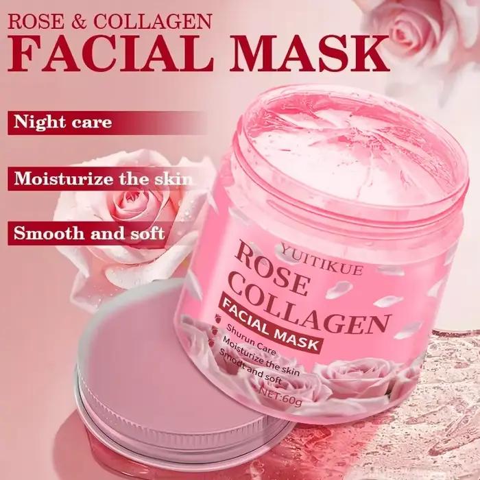 Masque facial au collagène rose pour la réparation nocturne
