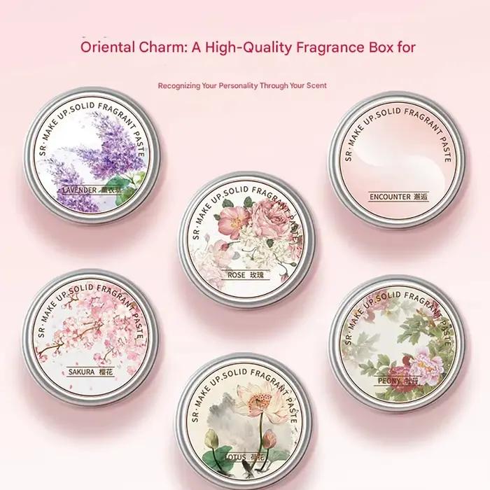 Parfum solide longue durée pour âmes romantiques, pour les femmes en rendez-vous. Baume solide floral exquis : Jasmin, Lavande, Gardénia, Rose.