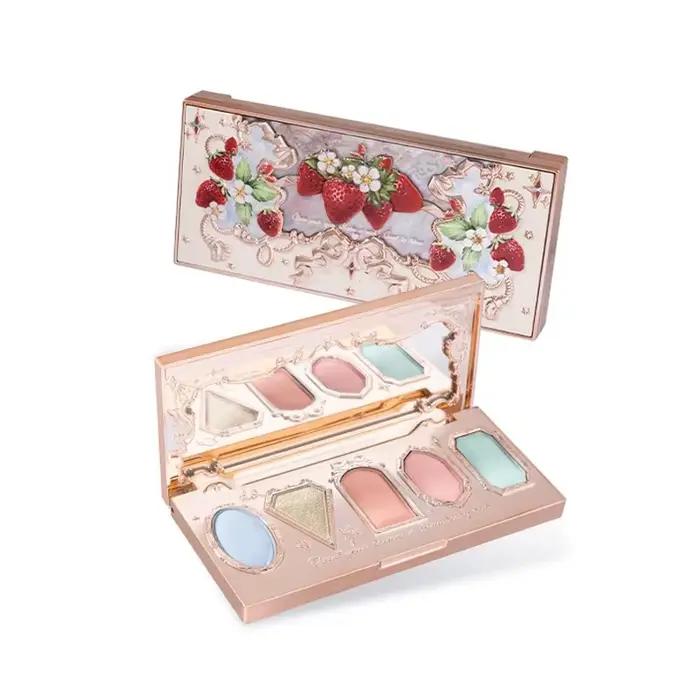 Fleur sait fraise Rococo fard à paupières pressé paillettes 5 couleurs ombre à paupières Texture cré
