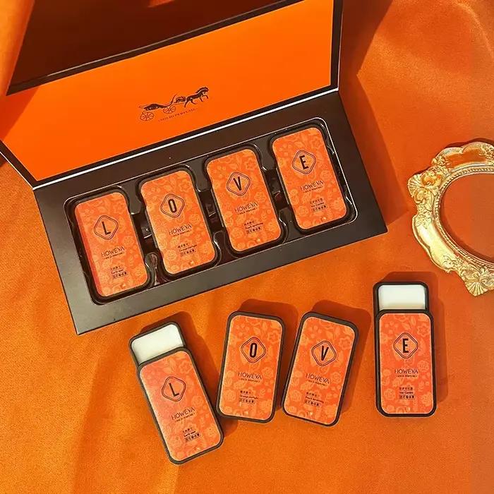 Ensemble de parfums solides 4 pièces, floraux et fruités, longue tenue, portables, parfum léger, cad