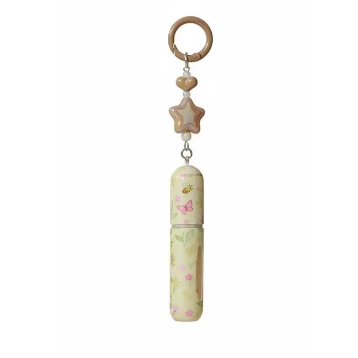 Flacon de parfum de 5 ml avec porte-clés, conteneur cosmétique floral, anti-fuite, rechargeable, bru
