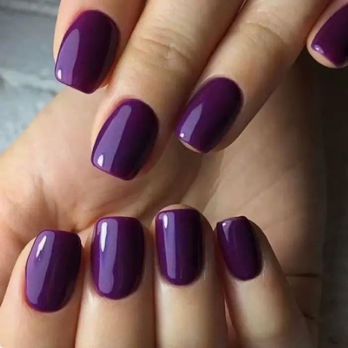 Faux ongles courts et carrés, couleur unie, Design rouge vin, à pression, simples, détachables, fini