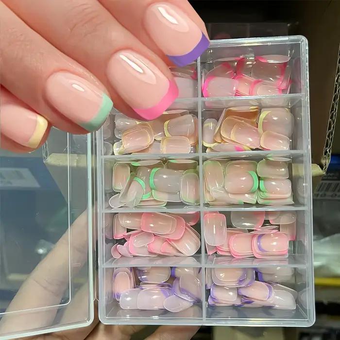 240/120 pièces coloré français court carré faux ongles couverture complète faux ongles pointe Extens