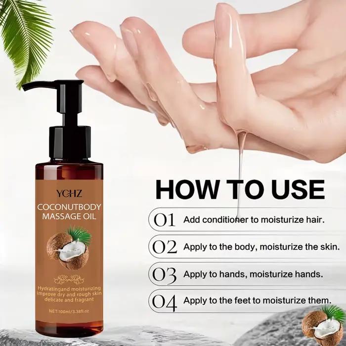 Huile de massage hydratante à la noix de coco
