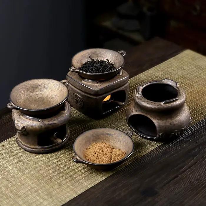 Brûleur d'arôme d'aromathérapie 3 en 1, poterie grossière, chauffe-thé, bougie chauffante, diffuseur de roseaux, brûleur d'encens d'huile essentielle