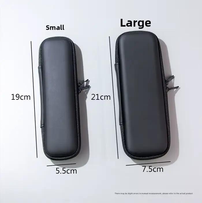 Étui pour pinceaux de maquillage pour femmes, petit sac à cosmétiques noir pur, organisateur de stylos à rouge à lèvres, boîte de rangement d'outils de beauté, pochette longue à fermeture éclair