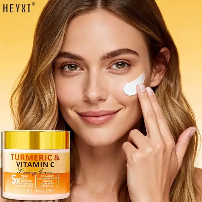Crème raffermissante pour le visage au curcuma et à la vitamine C, hydratante et nourrissante, reconstituant l'eau, idéale pour les soins du visage