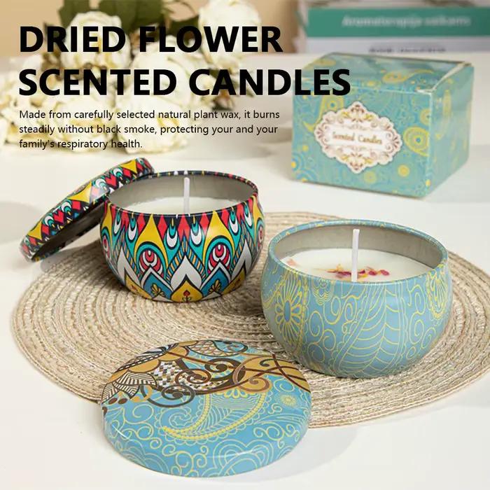 Bougie parfumée sans fumée en cire de soja avec fleurs séchées et pierre de cristal pour ambiance romantique et décoration de maison romantique pour couples occasions spéciales