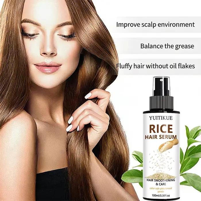 YUITIKUE Sérum capillaire en spray à l'eau de riz - Nourrit, fortifie et ajoute de la brillance pour des cheveux doux et non plats