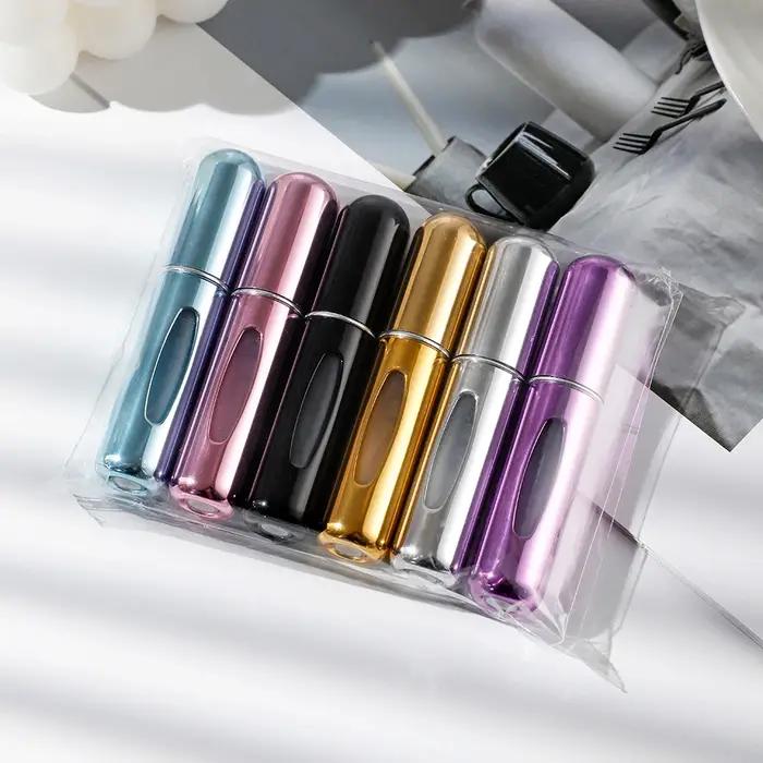 Bouteille de pulvérisation Portable, combinaison de voyage, 5ml, remplissage inférieur auto-amorçant, ensemble de bouteilles de parfum, 6 pièces